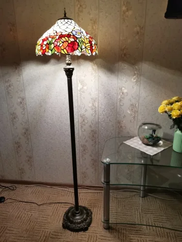 Торшер Тиффани Flower OFRF1016 Tiffany Lighting цветы разноцветный 2 лампы, основание коричневое бронзовое в стиле тиффани
 фото 19