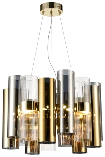 Люстра подвесная Franka WE162.15.303 Wertmark серая золотая прозрачная чёрная на 15 ламп, основание золотое в стиле арт-деко современный 