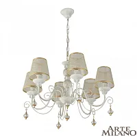 Люстра подвесная AM347620 347620/6 WT+G Артемилано белая на 6 ламп, основание патина белое в стиле классический Люстра подвесная AM347620 347620/6 WT+G Артемилано белая на 6 ламп, основание патина белое в стиле классический