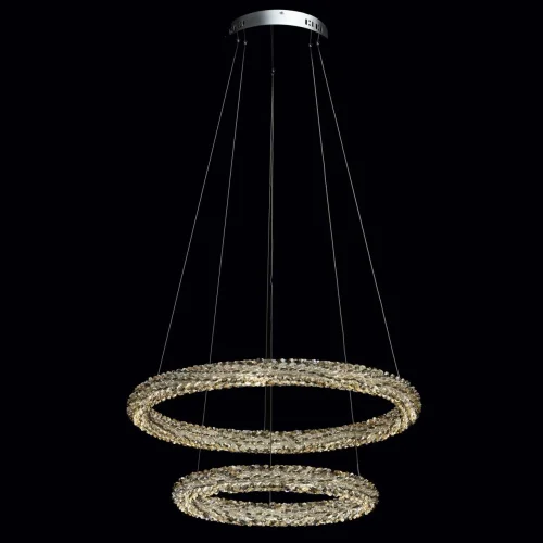 Люстра подвесная LED с пультом Гослар 498014302 Chiaro прозрачная янтарная на 1 лампа, основание хром в стиле современный с пультом кольца фото 2