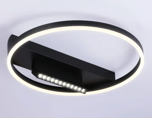 Светильник потолочный LED с пультом FL51458 Ambrella light чёрный 1 лампа, основание чёрное в стиле современный хай-тек кольца фото 4