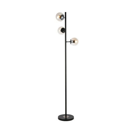 Торшер лофт Lacotta SLE154905-03 Evoluce  янтарный 3 лампы, основание чёрное в стиле лофт

