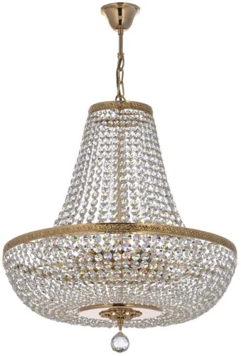Люстра подвесная хрустальная Castellana E 1.5.50.100 G Arti Lampadari прозрачная на 6 ламп, основание золотое в стиле арт-деко классический 