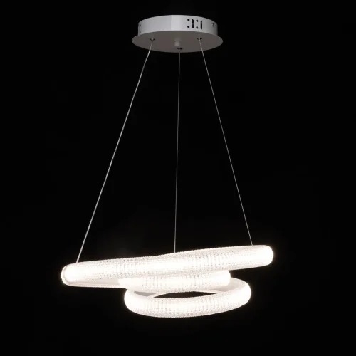Люстра подвесная LED с пультом Оскар 510015401 DeMarkt белая на 1 лампа, основание белое в стиле современный хай-тек кольца с пультом фото 2