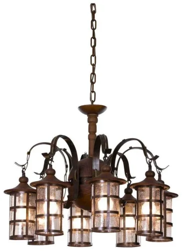 Люстра подвесная  588-703-08 Velante прозрачная на 8 ламп, основание коричневое чёрное в стиле кантри 