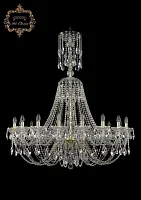 Люстра подвесная хрустальная 11.21.18.400.XL-128.Gd.Sp Bohemia Art Classic прозрачная на 18 ламп, основание золотое в стиле классический Люстра подвесная хрустальная 11.21.18.400.XL-128.Gd.Sp Bohemia Art Classic прозрачная на 18 ламп, основание золотое в стиле классический