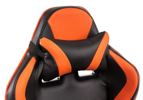 Кресло игровое Racer черное / оранжевое 1855 Woodville, оранжевый/искусственная кожа, ножки/пластик/чёрный, размеры - *1280***700*570 фото 9