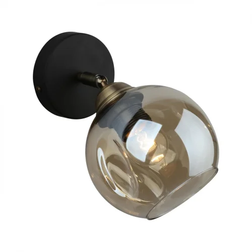 Бра Tuenno OML-93501-01 Omnilux прозрачный янтарный на 1 лампа, основание чёрное в стиле лофт 
