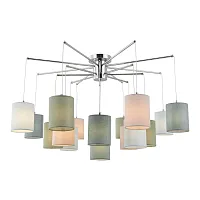 Люстра подвесная Oldham LSP-6060 Lussole зелёная бежевая разноцветная на 17 ламп, основание хром в стиле современный Люстра подвесная Oldham LSP-6060 Lussole зелёная бежевая разноцветная на 17 ламп, основание хром в стиле современный