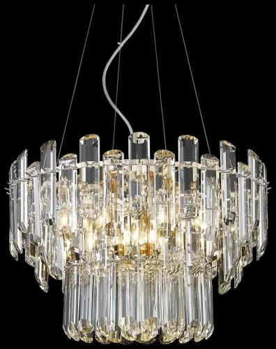 Люстра подвесная Lazzara WE107.09.303 Wertmark прозрачная на 9 ламп, основание золотое в стиле классический 
