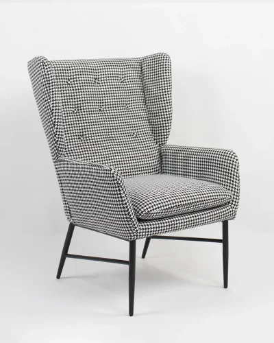 Кресло Мэйден гусиная лапка, черно-белый УТ000037092 Stool Group, серый/велюр, ножки/металл/чёрный, размеры - *970***660*730мм фото 2