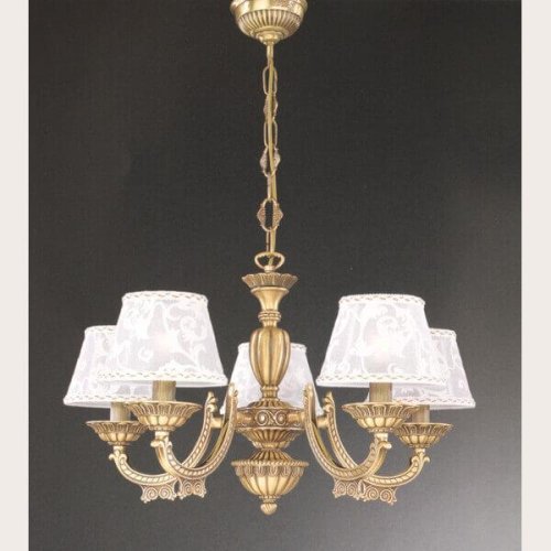 Люстра подвесная  L 7432/5 Reccagni Angelo белая на 5 ламп, основание античное бронза в стиле классический 