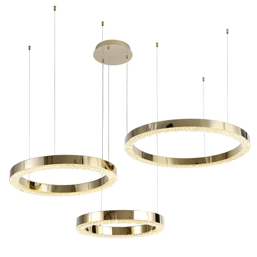 Люстра подвесная LED SATURN SP120W LED GOLD Crystal Lux прозрачная на 1 лампа, основание золотое в стиле современный кольца