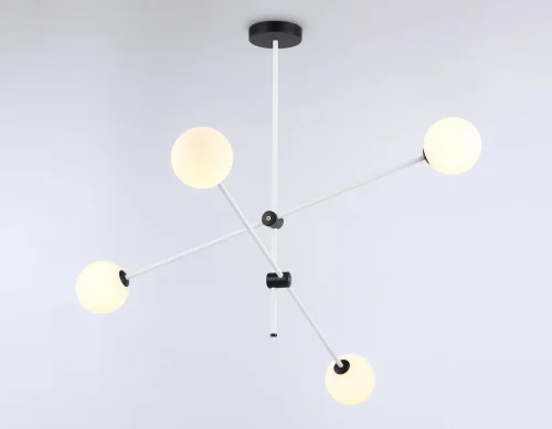 Люстра потолочная TR2505 Ambrella light белая на 4 лампы, основание чёрное в стиле современный  фото 3