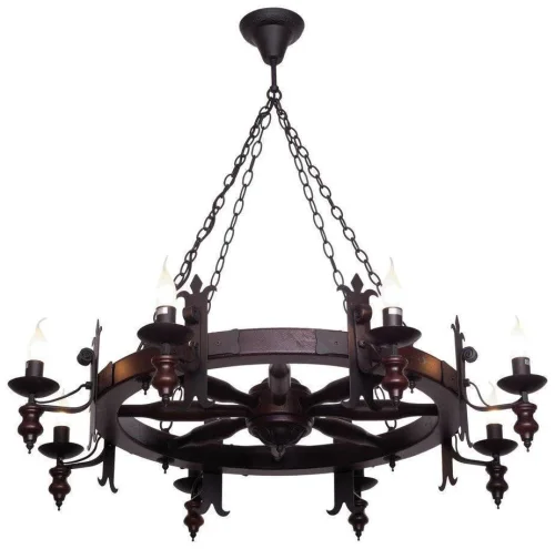 Люстра подвесная  586-723-08 Velante без плафона на 8 ламп, основание чёрное коричневое в стиле кантри 