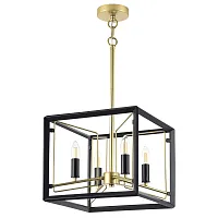 Люстра подвесная Regolo 713447 Lightstar без плафона чёрная на 4 лампы, основание матовое золото в стиле модерн арт-деко 