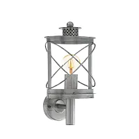 Настенный светильник HILBURN 1 94865 Eglo уличный IP44 серебряный серый 1 лампа, плафон серый прозрачный в стиле современный E27