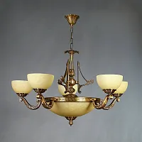 Люстра подвесная  TENERIFE 02166/5 AB AMBIENTE by BRIZZI бежевая на 10 ламп, основание бронзовое в стиле классика 