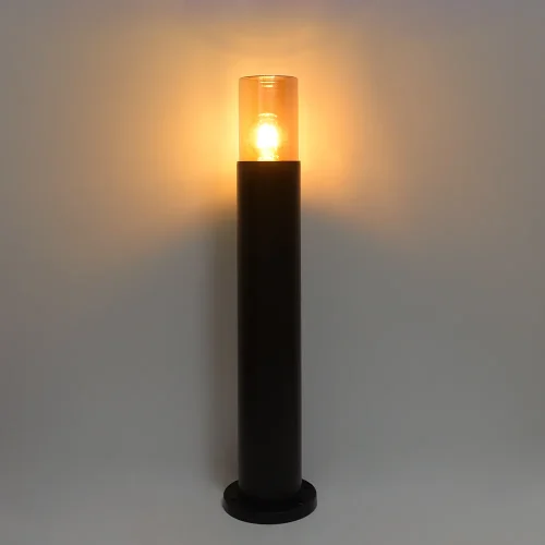 Парковый светильник Seginus A6515PA-1BK Arte Lamp уличный IP54 чёрный 1 лампа, плафон янтарный в стиле современный E27 фото 3