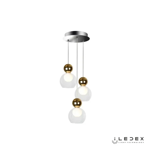 Светильник подвесной LED Blossom C4476-3R GL iLedex прозрачный золотой 1 лампа, основание хром в стиле современный хай-тек каскад шар фото 3