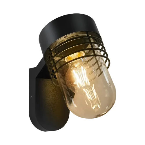 Настенный светильник Cayen 370973 Novotech уличный IP54 чёрный 1 лампа, плафон прозрачный в стиле современный E27 фото 2