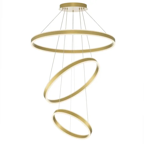 Люстра подвесная LED с пультом Дуэт CL719682 Citilux золотая на 1 лампа, основание золотое в стиле современный хай-тек кольца с пультом фото 7