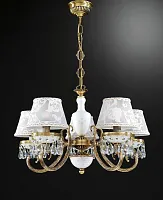 Люстра подвесная  L 8281/5 Reccagni Angelo белая на 5 ламп, основание античное бронза в стиле классический 