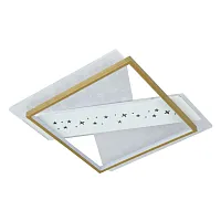 Люстра потолочная LED с пультом Оскар 510010601 DeMarkt белая на 1 лампа, основание белое золотое в стиле хай-тек с пультом квадраты
