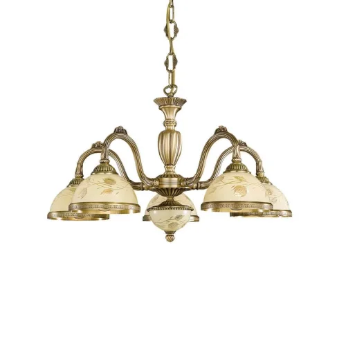 Люстра подвесная  L 6208/5 Reccagni Angelo жёлтая на 5 ламп, основание античное бронза в стиле классический  фото 3