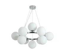 Люстра подвесная Сида 07508-12A,02 Kink Light белая на 12 ламп, основание хром в стиле современный молекула шар