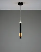 Светильник подвесной LED Elli V10884-PL Moderli чёрный золотой 1 лампа, основание золотое в стиле современный трубочки
