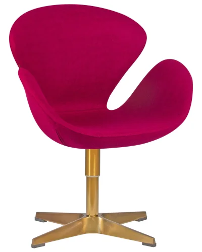 Кресло дизайнерское  69A-LMO SWAN, цвет сиденья бордовый (AF5), цвет основания золото Dobrin, бордовый/ткань, ножки/металл/золотой, размеры - ****710*600