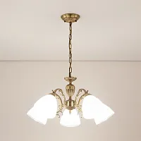 Люстра подвесная Латур CL413251 Citilux белая на 5 ламп, основание бронзовое в стиле классика 