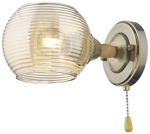 Бра с выключателем 214-501-01 Velante янтарный на 1 лампа, основание бронзовое в стиле современный 