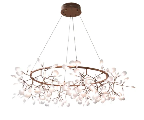 Люстра подвесная LED Ветта 07521-162,33 Kink Light белая на 1 лампа, основание золотое розовое в стиле флористика современный ветви