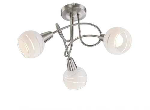 Люстра потолочная  54341-3O Globo белая на 3 лампы, основание матовое никель в стиле современный 