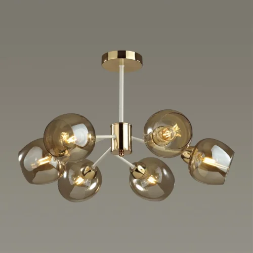 Люстра потолочная Odell 5650/6C Lumion янтарная на 6 ламп, основание золотое в стиле современный  фото 3