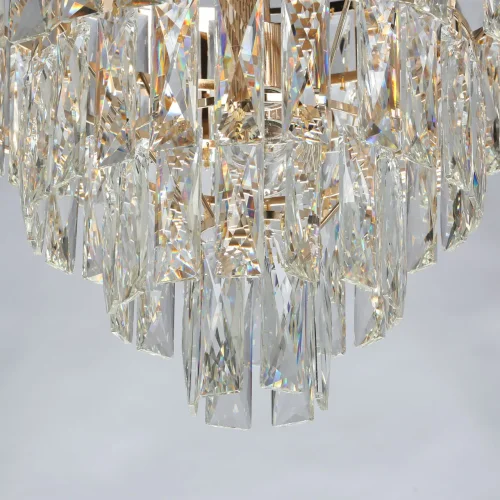 Люстра подвесная Бриз 111014108 DeMarkt прозрачная на 8 ламп, основание золотое в стиле классический  фото 8