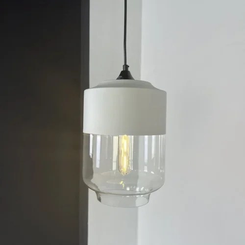 Светильник подвесной NORD A D18 White/Transparent 190484-26 ImperiumLoft прозрачный 1 лампа, основание белое в стиле современный  фото 8