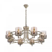 Люстра подвесная Ориент CL464183 Citilux прозрачная янтарная на 8 ламп, основание бронзовое в стиле классический 