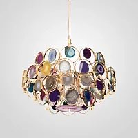Люстра подвесная Agate 101279-26 ImperiumLoft разноцветная на 9 ламп, основание золотое в стиле модерн 