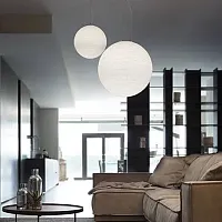 Светильник подвесной MAPA RIGA SP1 D50 Ideal Lux белый 1 лампа, основание никель в стиле современный шар