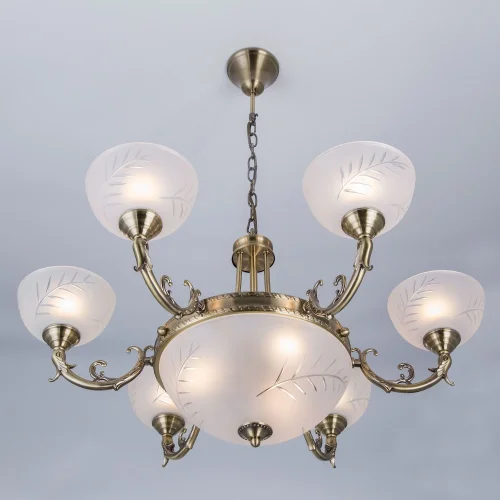 Люстра подвесная Кремона CL406193 Citilux белая на 9 ламп, основание бронзовое в стиле классический  фото 2