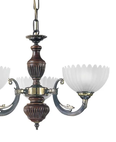Люстра подвесная  L 3610/3 Reccagni Angelo белая на 3 лампы, основание бронзовое коричневое в стиле кантри классический  фото 2