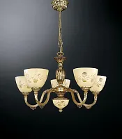 Люстра подвесная  L 6358/5 Reccagni Angelo жёлтая на 5 ламп, основание золотое в стиле классический 