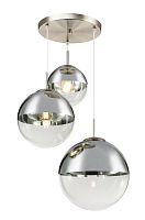 Светильник подвесной Varus 15851-3 Globo хром 3 лампы, основание матовое никель в стиле современный каскад шар