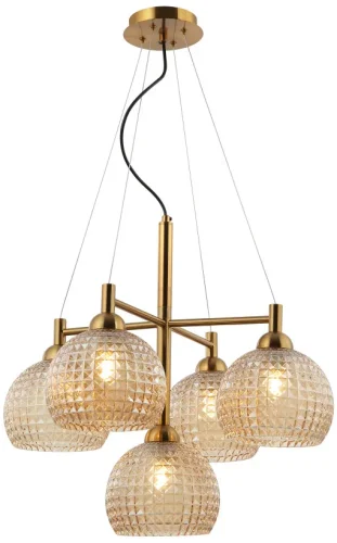 Люстра подвесная Frency 2118/03/05P Stilfort прозрачная на 5 ламп, основание золотое в стиле современный 