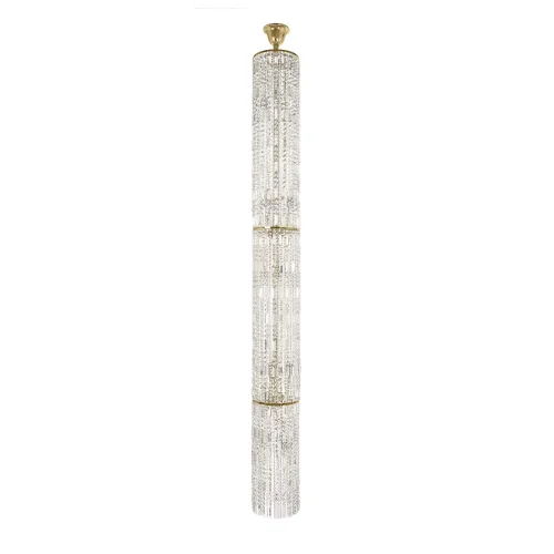 Люстра хрустальная каскадная столб Lazio E 1.9.25.501 G Arti Lampadari прозрачная без плафона на 15 ламп, основание золотое в стиле классический 
