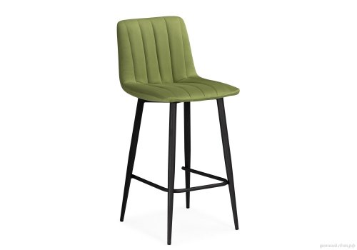 Полубарный стул Дани зеленый / черный 576462 Woodville, зелёный/велюр, ножки/металл/чёрный, размеры - ****420*480