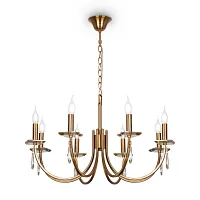 Люстра подвесная Forte FR1006PL-08G Freya без плафона на 8 ламп, основание золотое в стиле кантри классический Люстра подвесная Forte FR1006PL-08G Freya без плафона на 8 ламп, основание золотое в стиле кантри классический
